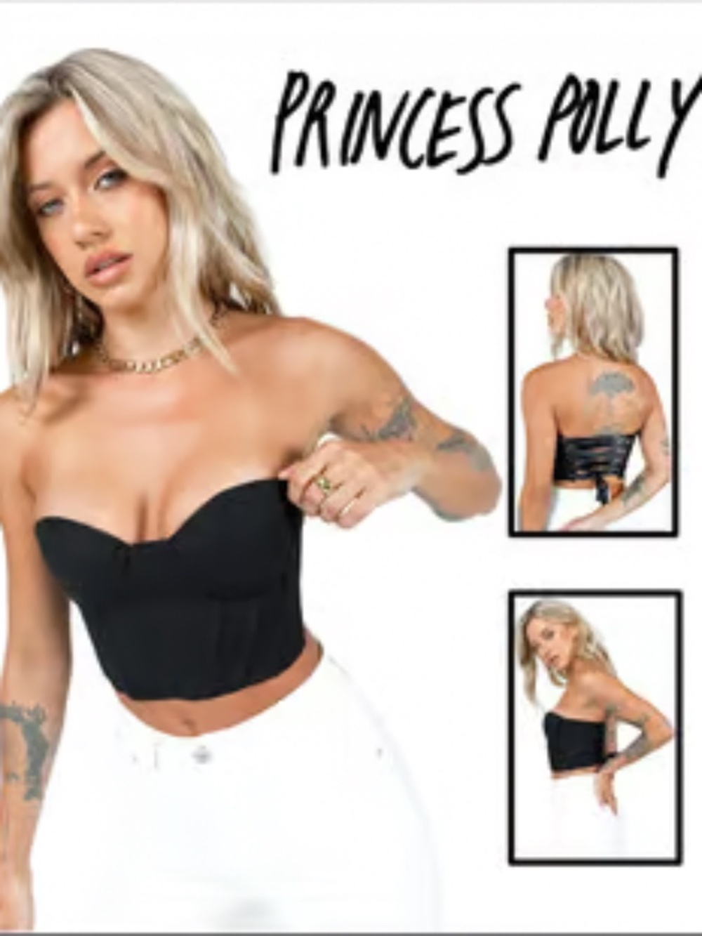 Princess Polly Black Corset Top Strapless Bustier